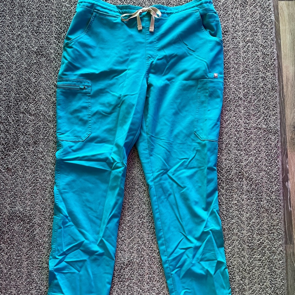Figs - Teal Yola - skinny scrub pants - Large